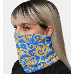 Baroque Blue & Gold Face Wrap Mask Cover Gaiter